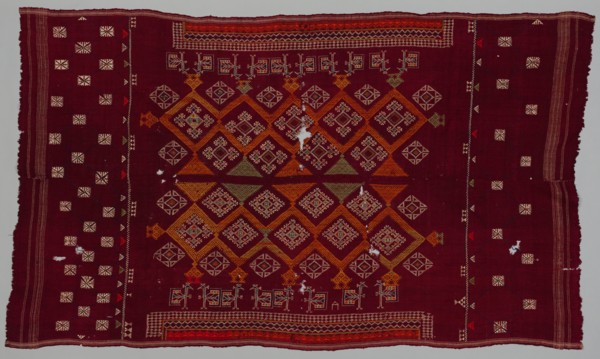 Shawl (?), 1700s - 1800s. India, 18th-19th century. Embroidery on wool ground; overall: 189.9 x 111