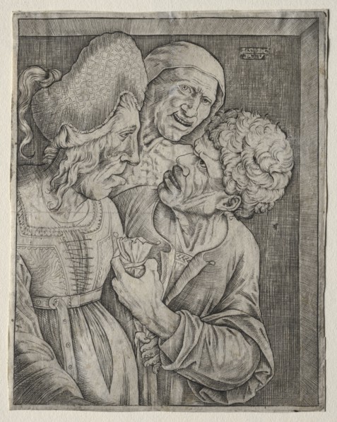 The Rich Old Woman. Agostino Musi (Italian, 1490-1540). Engraving