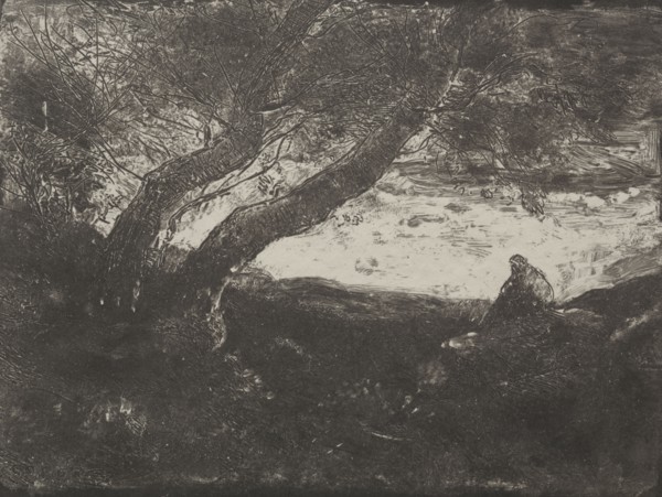 The Dreamer, original impression 1854, printed in 1921. Jean Baptiste Camille Corot (French,