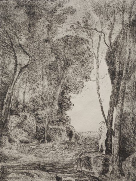 The Little Shepherd, original impression 1855, printed in 1921. Jean Baptiste Camille Corot