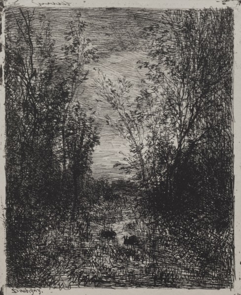 A Stream in a Glade, original impression 1862, printed in 1921. Charles François Daubigny (French,