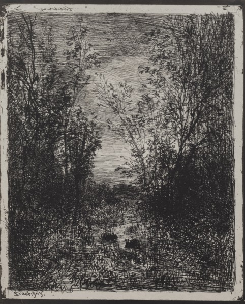 A Stream in a Glade, original impression 1862, printed in 1921. Charles François Daubigny (French,