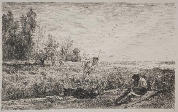 Hay-making, original impression 1862, printed in 1921. Charles François Daubigny (French,