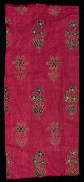 Fragment, 1800s. India, 19th century. Brocade; silk and metal; overall: 30.5 x 14 cm (12 x 5 1/2 in