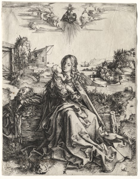 The Holy Family with the Butterfly. Albrecht Dürer (German, 1471-1528). Engraving