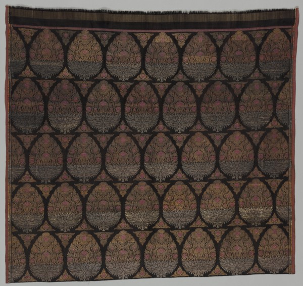 Fragment, 1800s. India, Benares, 19th century. Brocade, "kimkhwab"; silk with gold and silver;