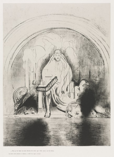 The Apocalypse of Saint John:  And I saw in the right hand of him that sat on the throne a book