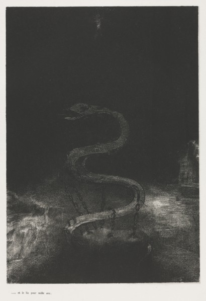 The Apocalypse of Saint John:  And Chained Him for a thousand Years, 1899. Odilon Redon (French,