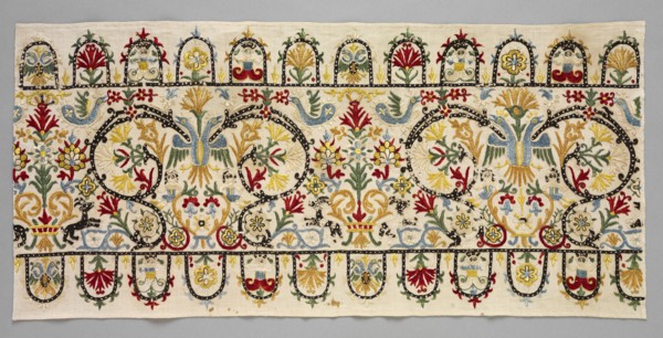 Border Strip of a Skirt, 1600s - 1700s. Greece, Crete, 17th-18th century. Embroidery: silk on linen