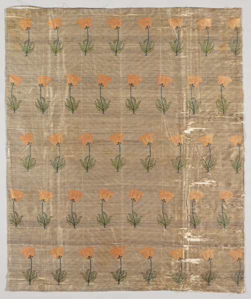 Textile with field of poppies on a golden ground, 1600-1750. Iran, Safavid Period. Twill weave with