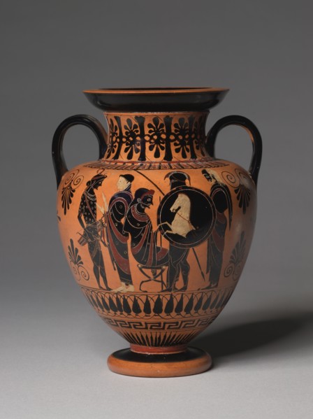 Amphora (Wine Jug), 520-510 BC. Greece, Athens, 6th Century BC. Black-figure terracotta; overall: