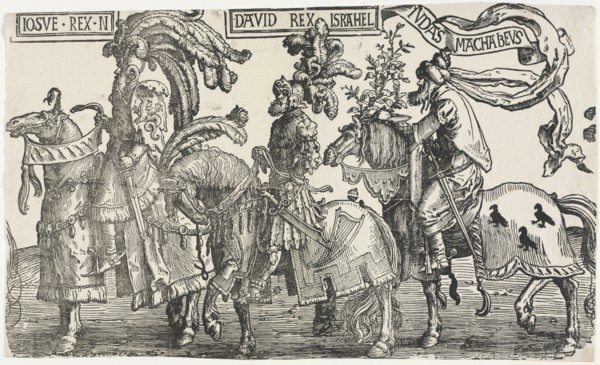 The Nine Heroes:  Joshua, David, Judas Maccabees, 1515-1517. Lucas van Leyden (Dutch, 1494-1533).