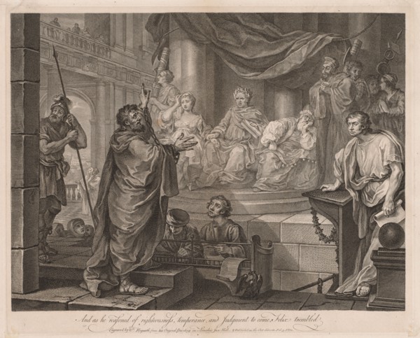Paul before Félix (Large Plate), 1752. William Hogarth (British, 1697-1764). Engraving