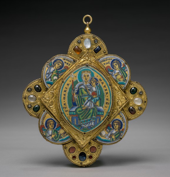 Pendant with the Virgin and Child, c. 1160-1170. Circle of Godefroid de Huy (Netherlandish). Gilded