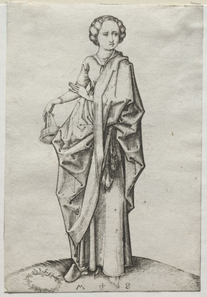 The Fourth of the Foolish Virgins. Martin Schongauer (German, c.1450-1491). Engraving