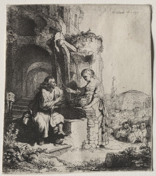 Christ and the Woman of Samaria  Among Ruins, 1634. Rembrandt van Rijn (Dutch, 1606-1669). Etching;