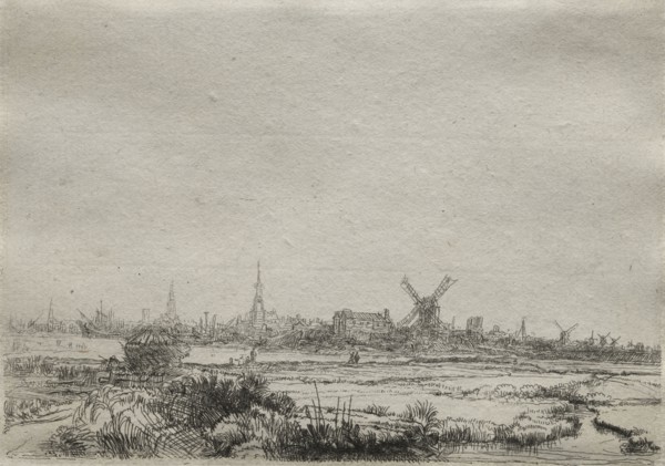 Copy of View of Amsterdam from the North West, 1700s. Copy after Rembrandt van Rijn (Dutch,