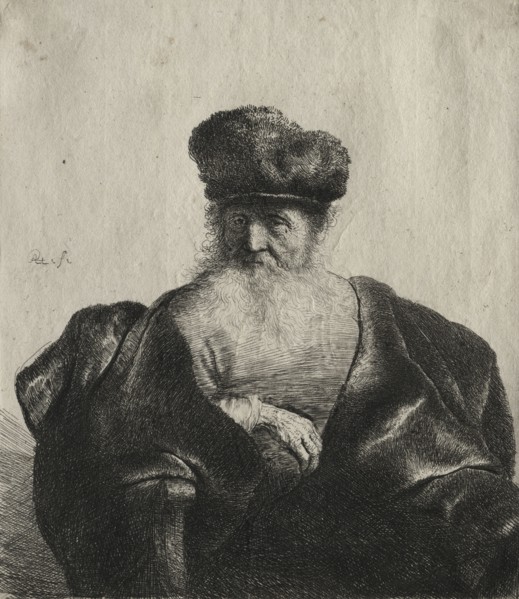 Old Man with Beard, Fur Cap, and Velvet Cloak, c. 1632. Rembrandt van Rijn (Dutch, 1606-1669).