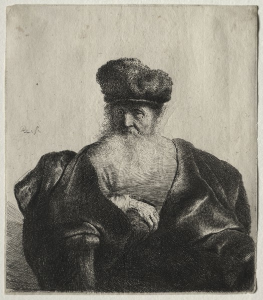 Old Man with Beard, Fur Cap, and Velvet Cloak, c. 1632. Rembrandt van Rijn (Dutch, 1606-1669).