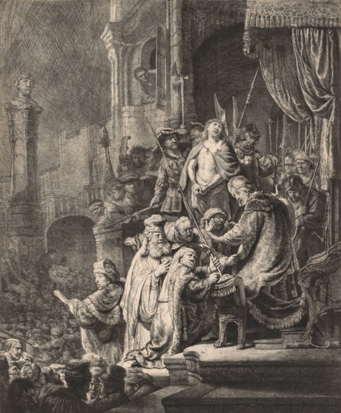 Christ Before Pilate: Large Plate, 1636. Rembrandt van Rijn (Dutch, 1606-1669). Etching and