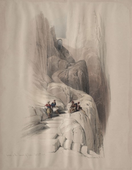Ascent to the Summit of Sinai, 1839. David Roberts (British, 1796-1864). Color lithograph