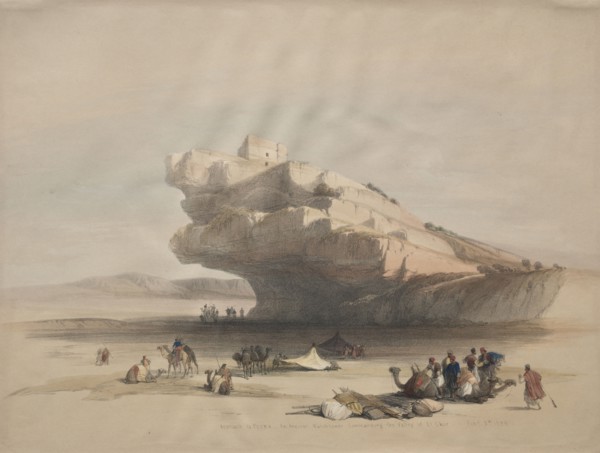 Approach to Petra, an Ancient Watch Tower Commanding the Valley of El Chor, 1839. David Roberts