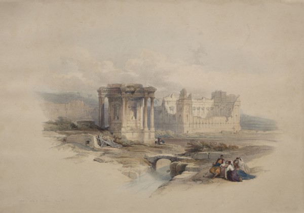 Circular Temple at Baalbec, 1839. David Roberts (British, 1796-1864). Color lithograph