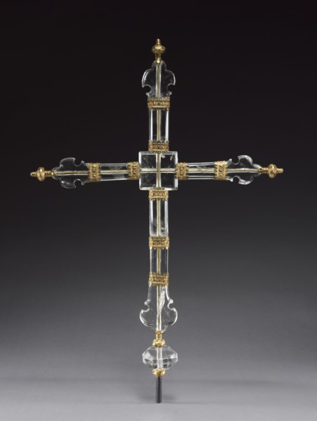 Cross, c. 1280-1300. Italy, Venice, late 13th century. Rock crystal, painted gold mounts; overall: