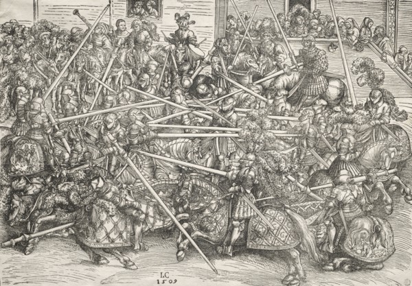 The Tournament with lances, 1509. Lucas Cranach (German, 1472-1553). Woodcut; sheet: 29 x 41.6 cm