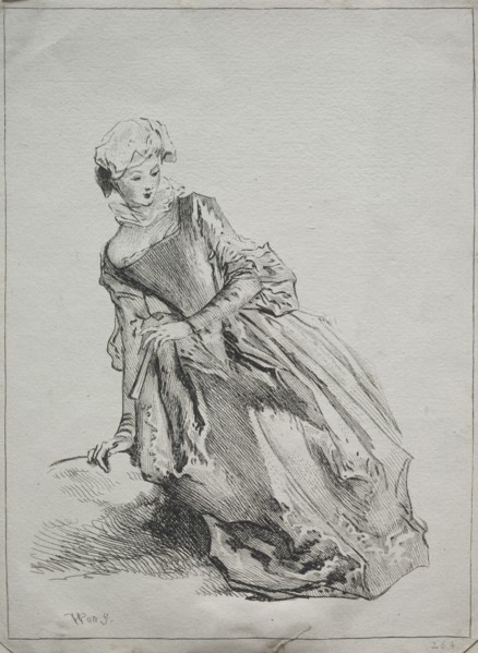 Woman Seated, 1700s. Copy after Jean Antoine Watteau (French, 1684-1721). Etching