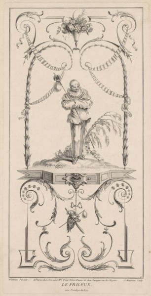 Le Frileux,  Arabesque. Jean Moyreau (French, 1690-1762), after Jean Antoine Watteau (French,