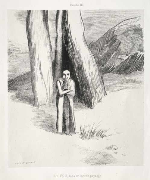 Homage to Goya:  A Madman in a Desolate Landscape, 1885. Odilon Redon (French, 1840-1916).