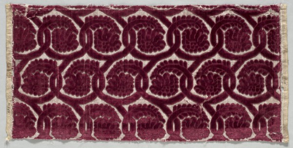 Velvet Strip, 1600s. Italy, 17th century. Velvet (cut and uncut); silk and metal thread; overall: