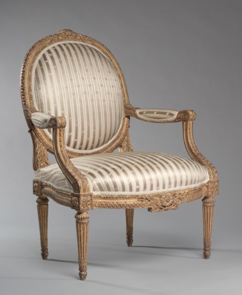 Armchair (Fauteuil), c. 1765. Jean-Baptiste II Tilliard (French, 1797). Carved and gilded wood;