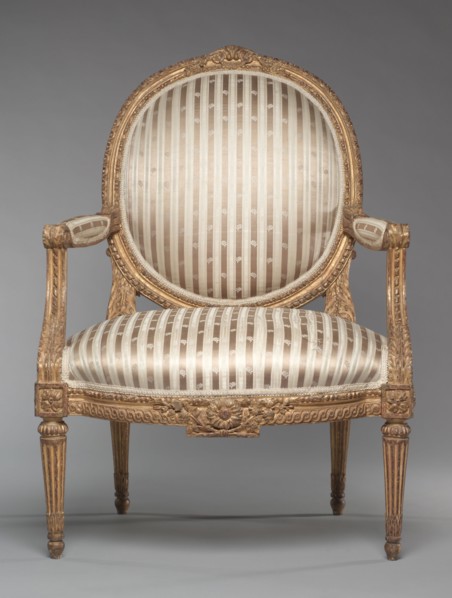 Pair of Armchairs (Fauteuils), c. 1765. Jean-Baptiste II Tilliard (French, 1797). Carved and gilded