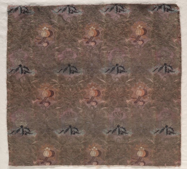 Brocade with Design of Fruit Sprays and Leafy Scrolls, 1800s. France, 19th century. Patterned tabby
