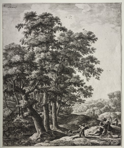 Venus and Adonis. Anthonie Waterloo (Dutch, 1609/10-1690). Etching