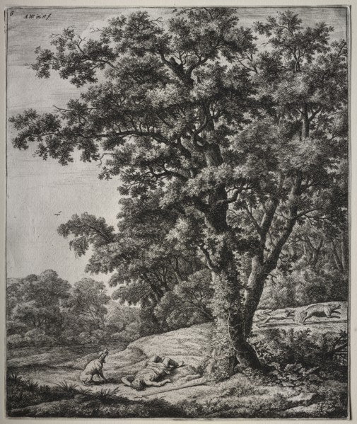 The Death of Adonis. Anthonie Waterloo (Dutch, 1609/10-1690). Etching
