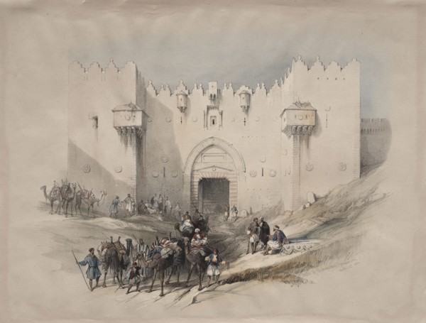 Gate of Damascus, Jerusalem, 1839. David Roberts (British, 1796-1864). Color lithograph