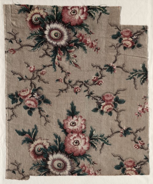 Glazed Chintz Fragment, c. 1840. England, Lancashire ?, 19th century. Machine and block printed