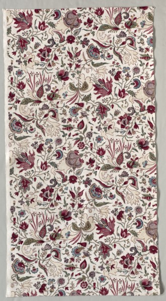 Fragment of a Quilted Skirt, c. 1785. England, late 18th century. Woodblock print on cotton;
