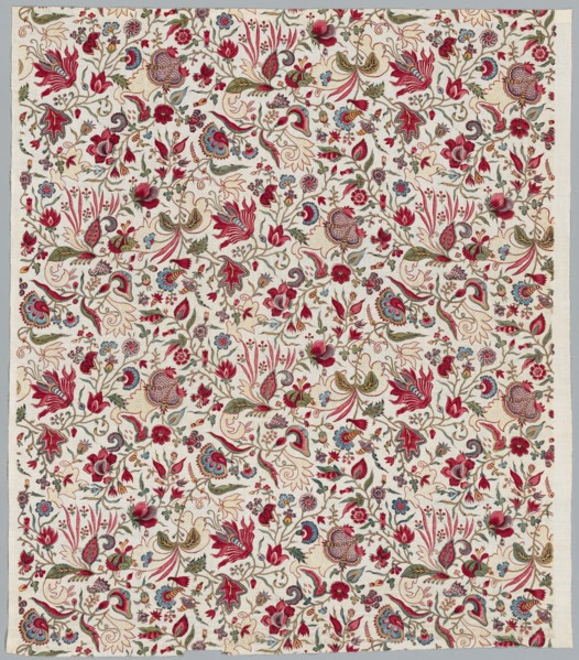 Fragment of a Quilted Skirt, c. 1785. England, late 18th century. Woodblock print on cotton;