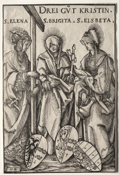 The Three Christian Heroines:  Saints Helen, Bridget and Elizabeth. Hans Burgkmair (German,