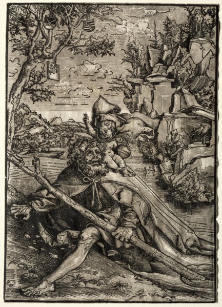 St. Christopher, c. 1509. Lucas Cranach (German, 1472-1553). Chiaroscuro woodcut