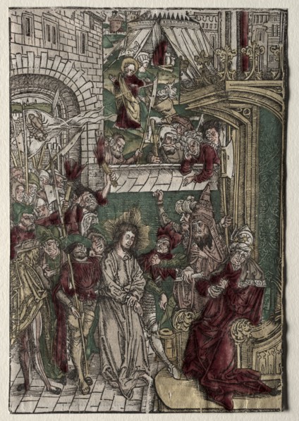 Life of Christ:  Christ before Pilate, 1400s. Germany, 15th century. Woodcut