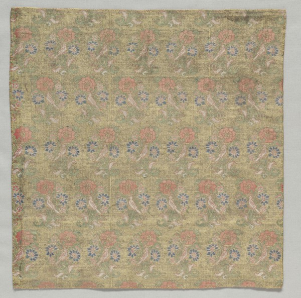 Fragment, 1700s. Iran, 18th century. Brocade; silk and metal; overall: 27.7 x 26.7 cm (10 7/8 x 10