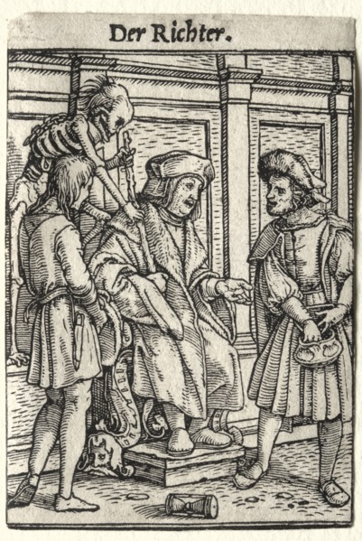 Dance of Death:  The Judge. Hans Holbein (German, 1497/98-1543). Woodcut