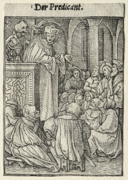 Dance of Death:  The Preacher. Hans Holbein (German, 1497/98-1543). Woodcut