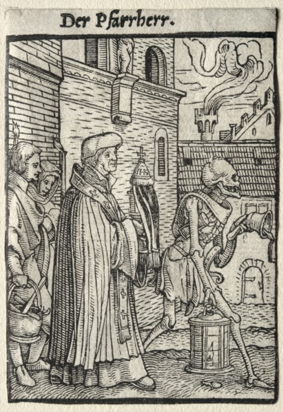 Dance of Death:  The Pastor. Hans Holbein (German, 1497/98-1543). Woodcut