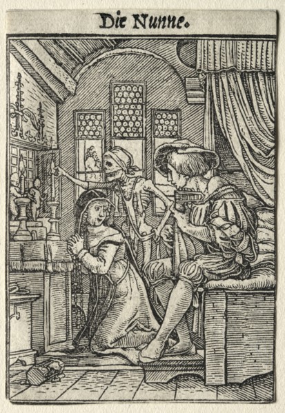 Dance of Death:  The Nun. Hans Holbein (German, 1497/98-1543). Woodcut